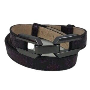White House Black Market Purple Leather Belt Adjustable Black Crocodile  XS - S